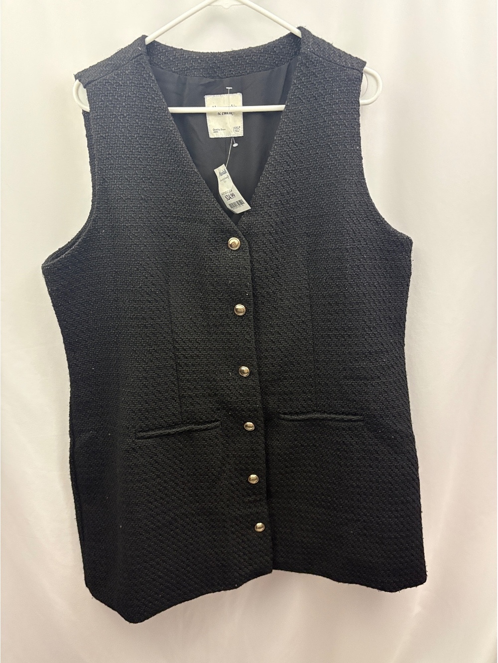Abercrombie & Fitch Black Mara Button-Front Vest Mini Dress Size XXLP NWT - Picture 3 of 4